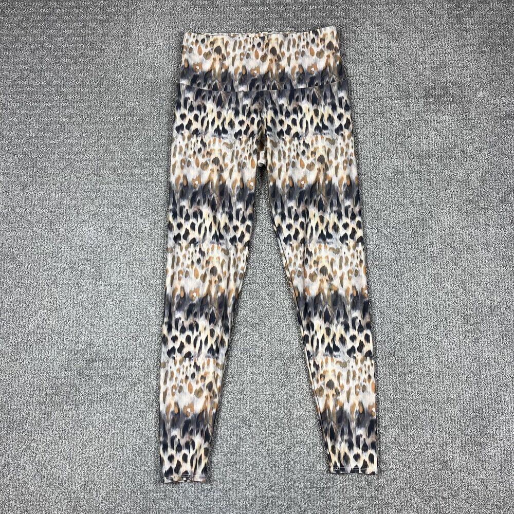 Onzie Leggings Womens M/L Brown Animal Print Ankle High Rise Yoga Activewear